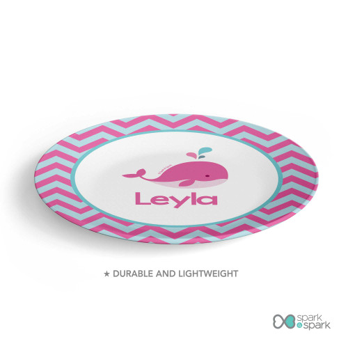 Sweet Pink Whale Custom Plate for Girls