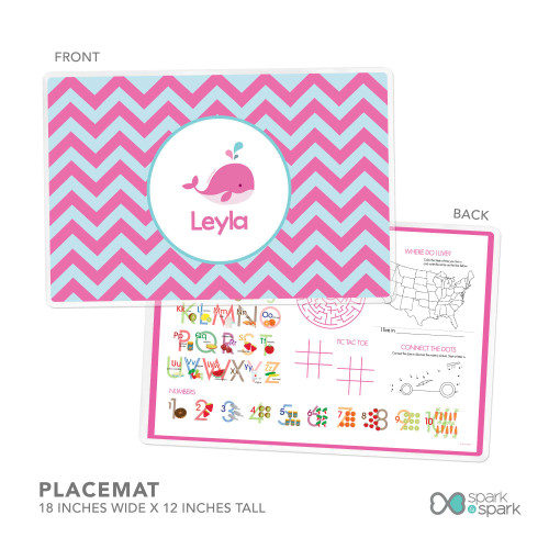 Sweet Pink Whale Custom Plate for Girls