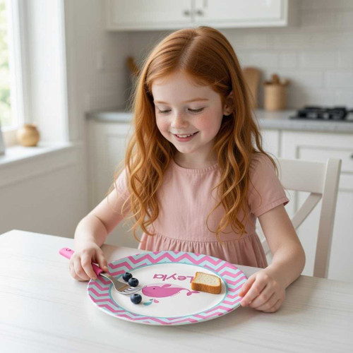 Sweet Pink Whale Custom Plate for Girls