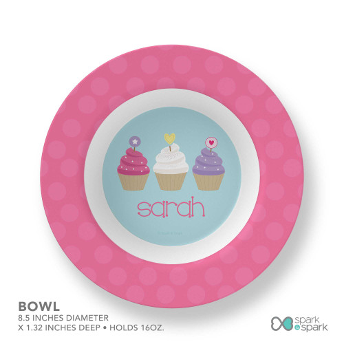 Three Sweet Cupcakes Custom Plate for Girls