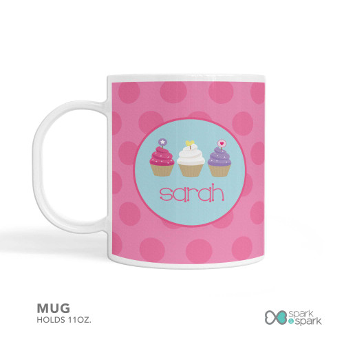 Three Sweet Cupcakes Custom Plate for Girls