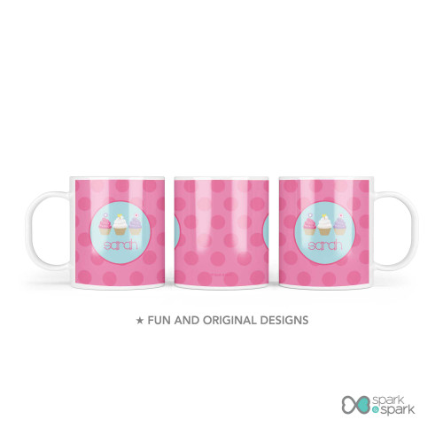 Three Sweet Cupcakes Custom Plate for Girls