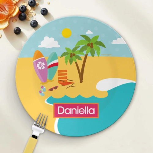 Fun At The Beach Personalized Girls Plate