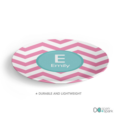 Chevron Pink And Aqua Kids Plates