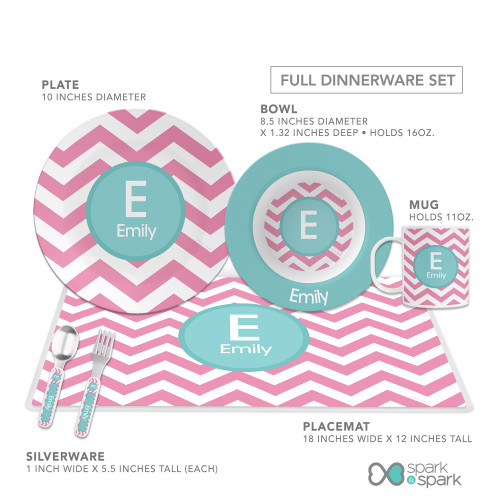 Chevron Pink And Aqua Kids Plates