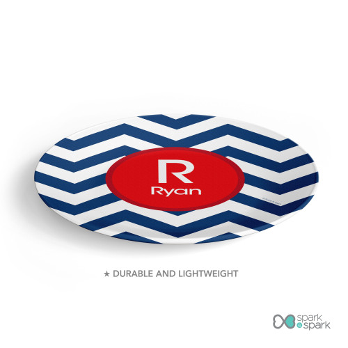 Chevron Navy And Red Kids Plates