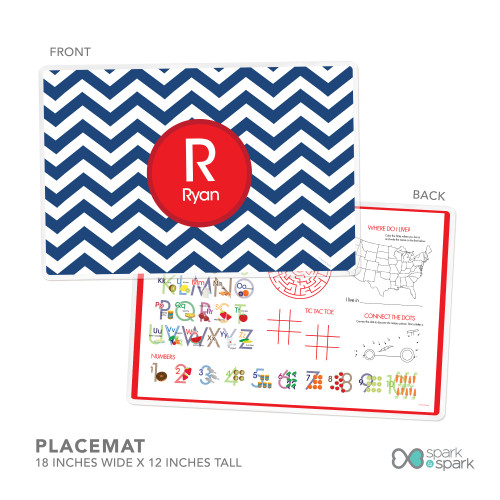 Chevron Navy And Red Kids Plates