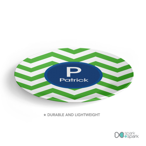 Chevron Green And Blue Kids Plates
