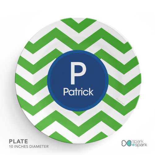 Chevron Green And Blue Kids Plates
