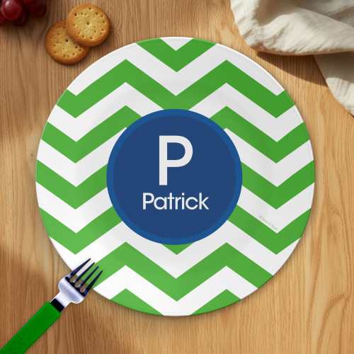 Chevron Green And Blue Kids Plates