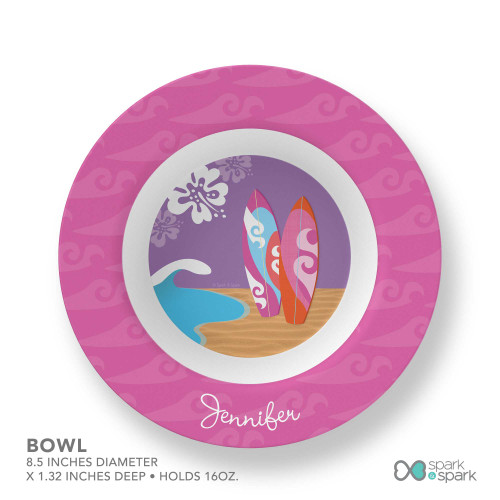 Surfing The Waves Custom Plate for Girls