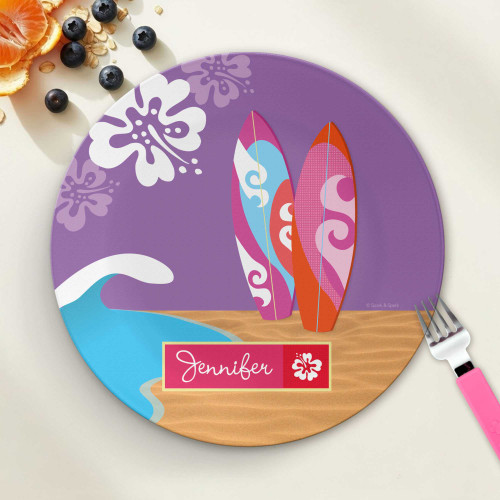 Surfing The Waves Personalized Melamine Plates