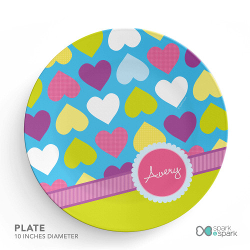 Happy Hearts Custom Plate for Girls