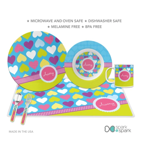 Happy Hearts Personalized Girls Plate