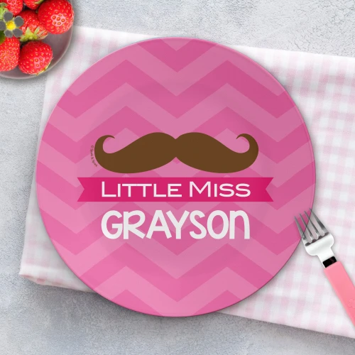 Little Miss Mustache Personalized Melamine Plates