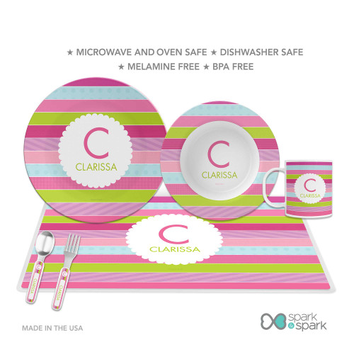 Pastel Stripes Custom Plate for Girls