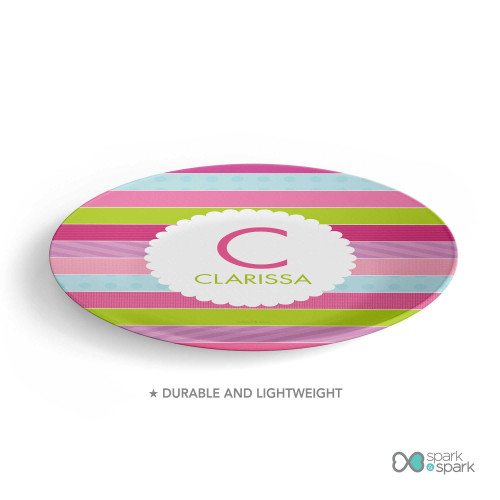 Pastel Stripes Custom Plate for Girls