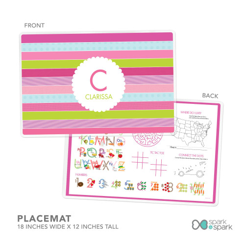 Pastel Stripes Custom Plate for Girls