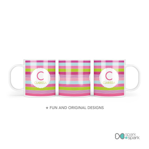 Pastel Stripes Custom Plate for Girls