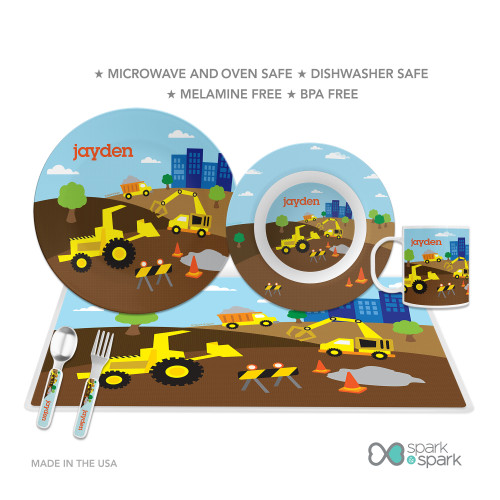 Construction Site Kids Plates