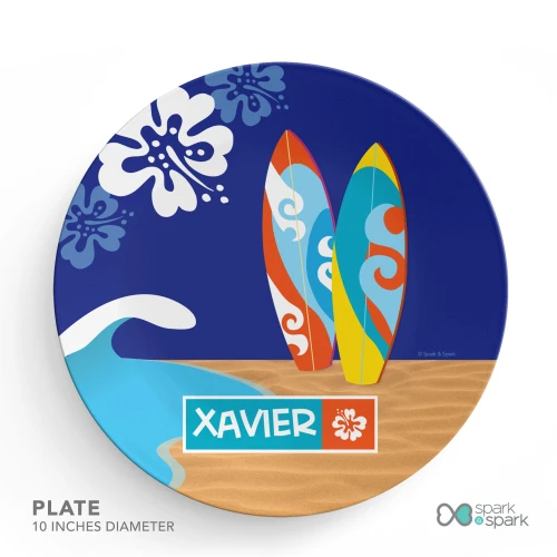 Surf the Waves Blue Kids Plates