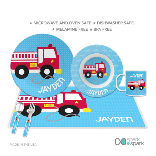 Cool Fire Truck Kids Plate