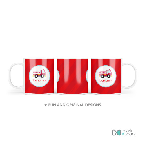 Cute Little Fire Truck Kids Plate