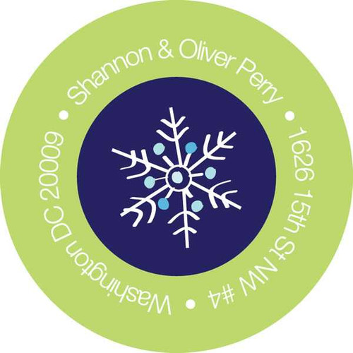 Falling Snowflakes Blue Christmas Address Labels