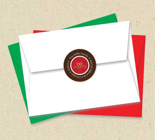 Merry Ribbon Christmas Address Labels
