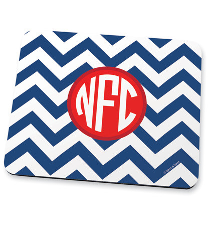 Blue chevron & initials Mouse Pad