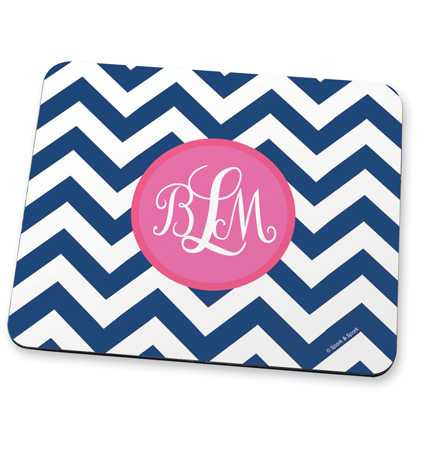 Classic blue pink chevron Mouse Pad