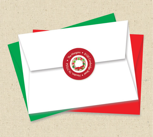 Bright Xmas Wreath Christmas Address Labels
