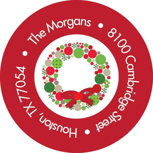 Bright Xmas Wreath Christmas Address Labels