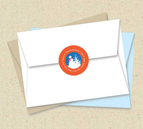 Snowy Day Blue Christmas Address Labels