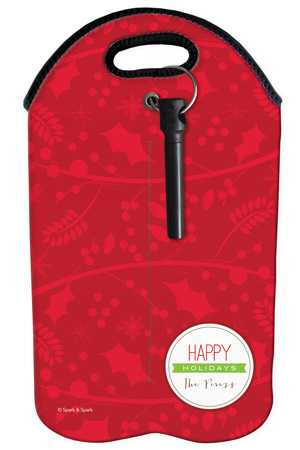 Red Christmas Flair Wine Tote