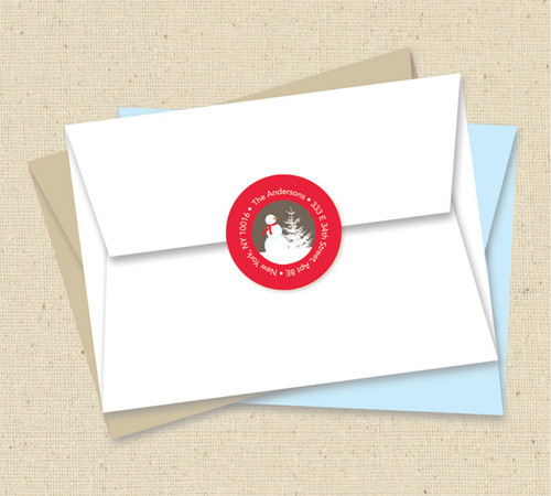 Snowy Day Khaki Christmas Address Labels