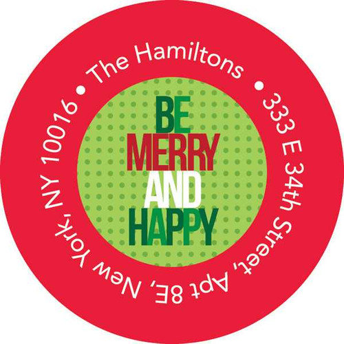 Be Merry And Happy Christmas Address Labels