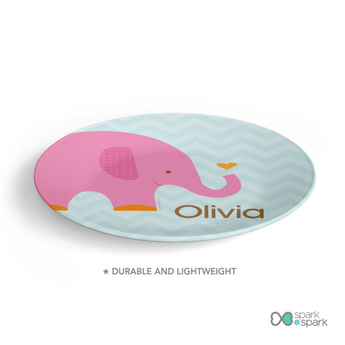 Sweet Pink Elephant Custom Plate for Girls