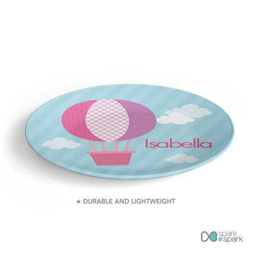 Pink Hot Air Balloon Custom Plate for Girls