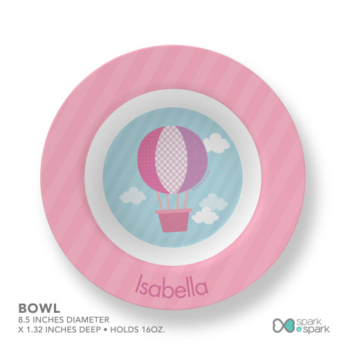 Pink Hot Air Balloon Custom Plate for Girls