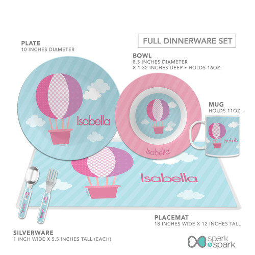 Pink Hot Air Balloon Custom Plate for Girls