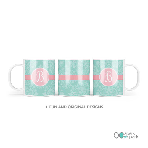 Pretty Blue Damask Custom Plate for Girls