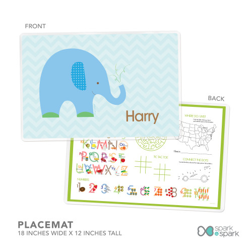 Blue Baby Elephant Kids Plate