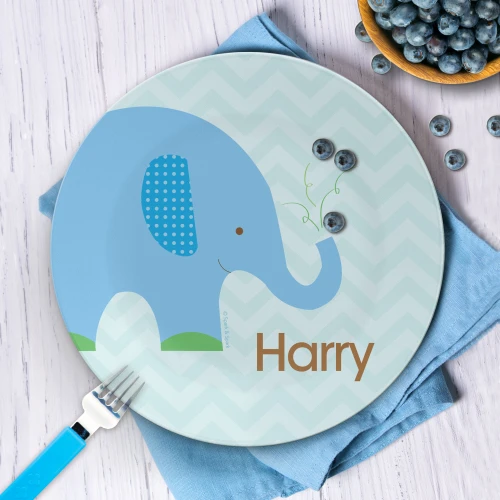Blue Baby Elephant Kids Plate