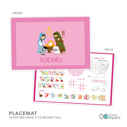 Nativity Set on Pink Kids Plate