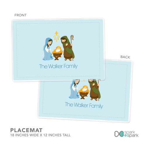 Sweet Blue Nativity Personalized Christmas plates