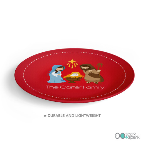 Sweet Red Nativity Personalized Christmas plates