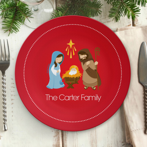 Sweet Red Nativity Personalized Christmas plates