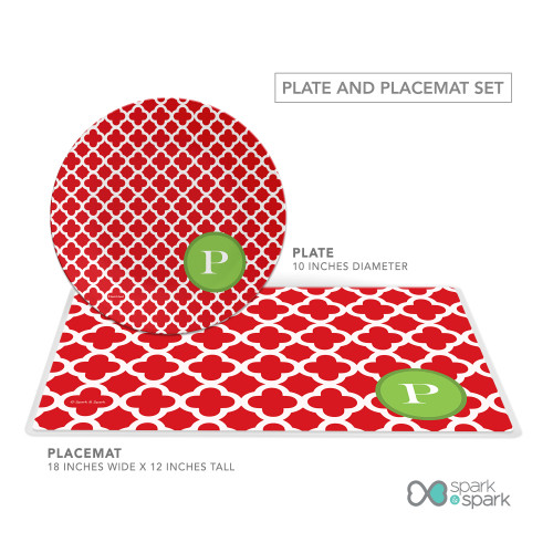 Elegance in Red Quatrefoil Personalized Christmas plate