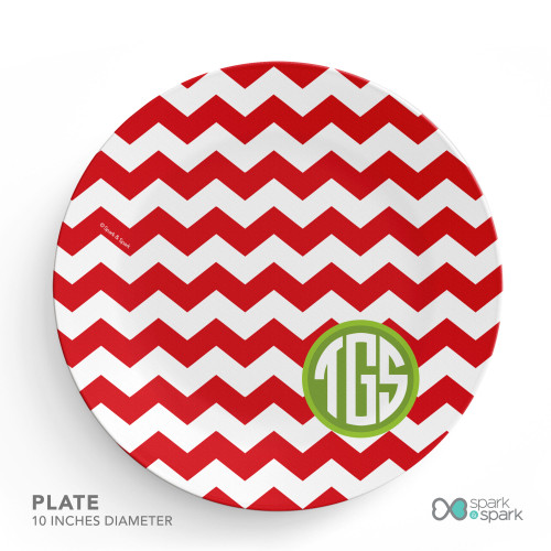 Chevron and Initials Personalized Christmas plate